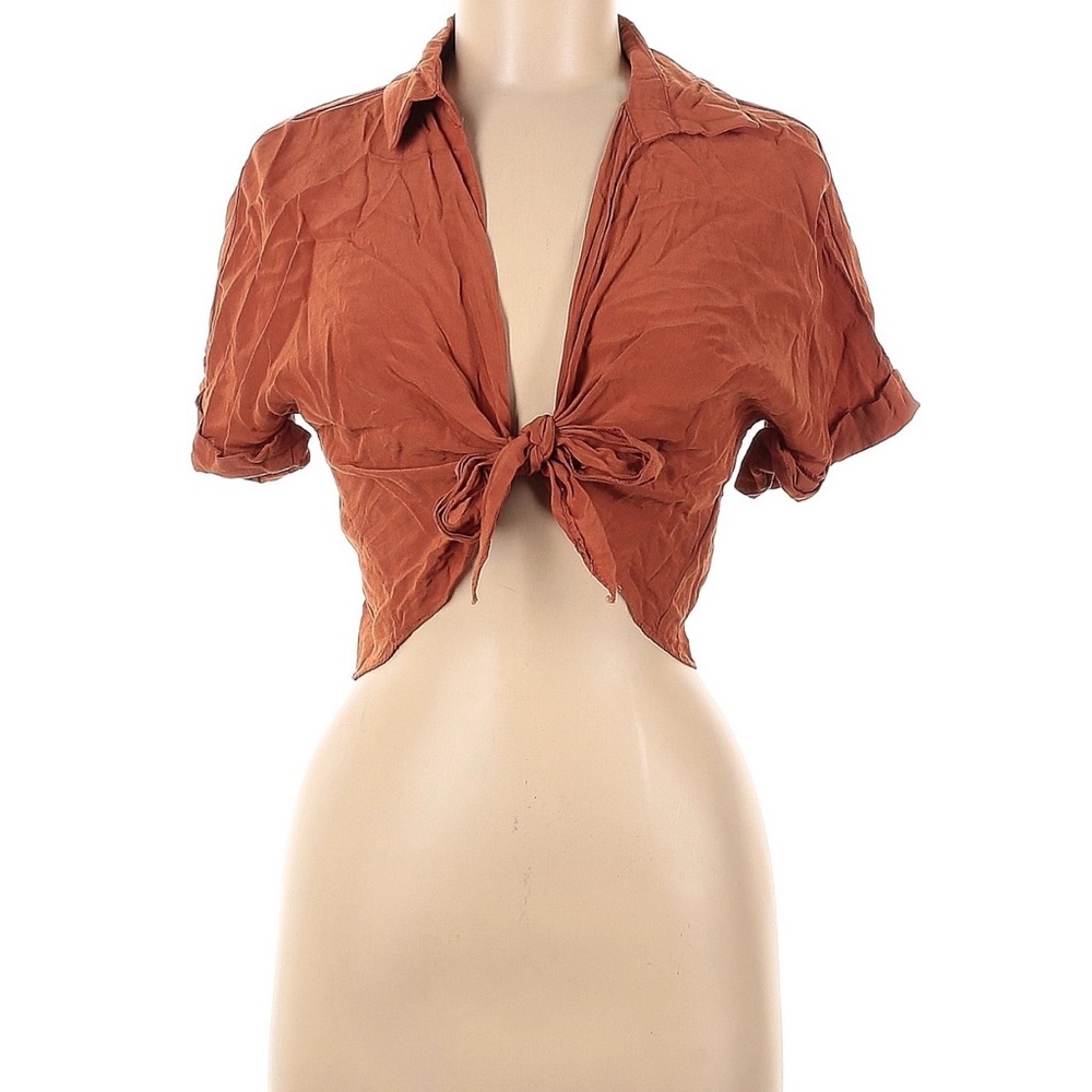 Urban Outfitters Rust Tie-Front Crop Top
